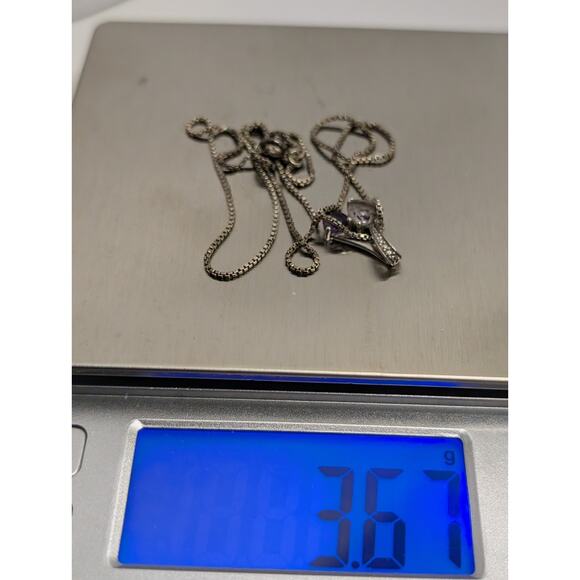 Double Heart Marcisite light and dark Purple Stones 925 some tarnish - Picture 6 of 8